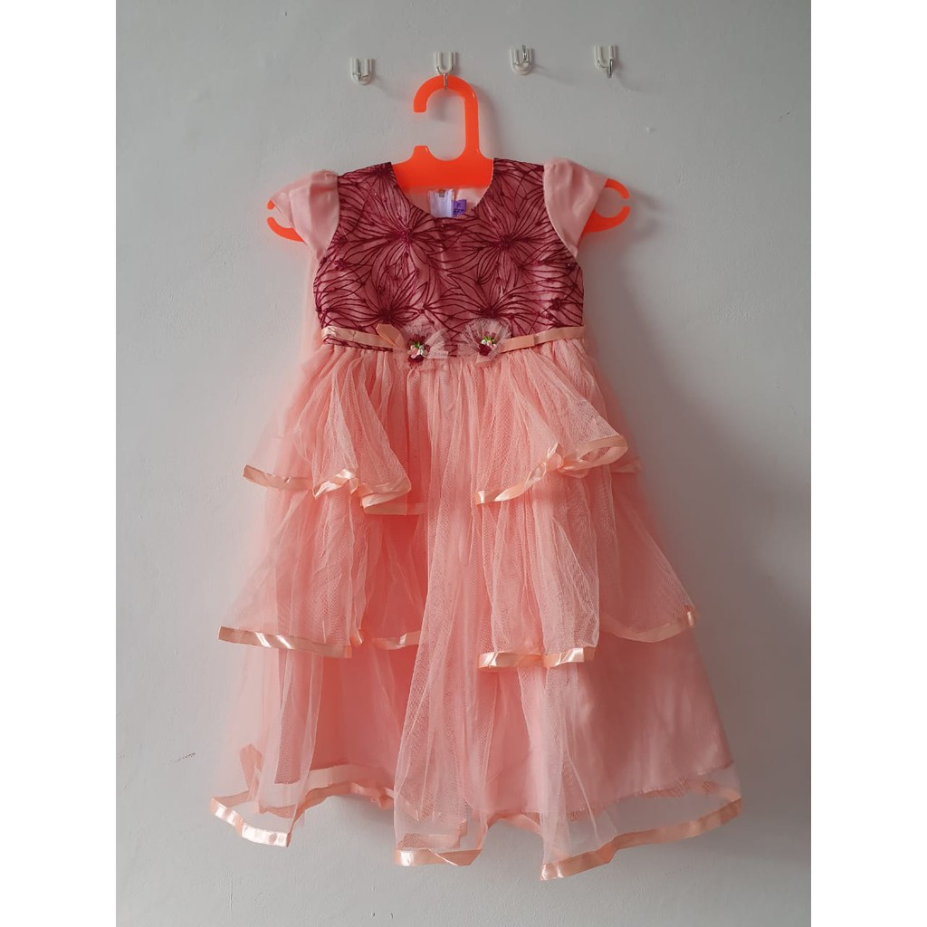 Dress Anak Perempuan 2 3 Tahun Gaun Anak 10 Tahun Baju Pesta Ulang Tahun Kado Murah Bahan Tile Tulle KA51