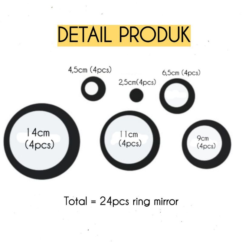 24pcs Cermin Mirror Kaca Bulat