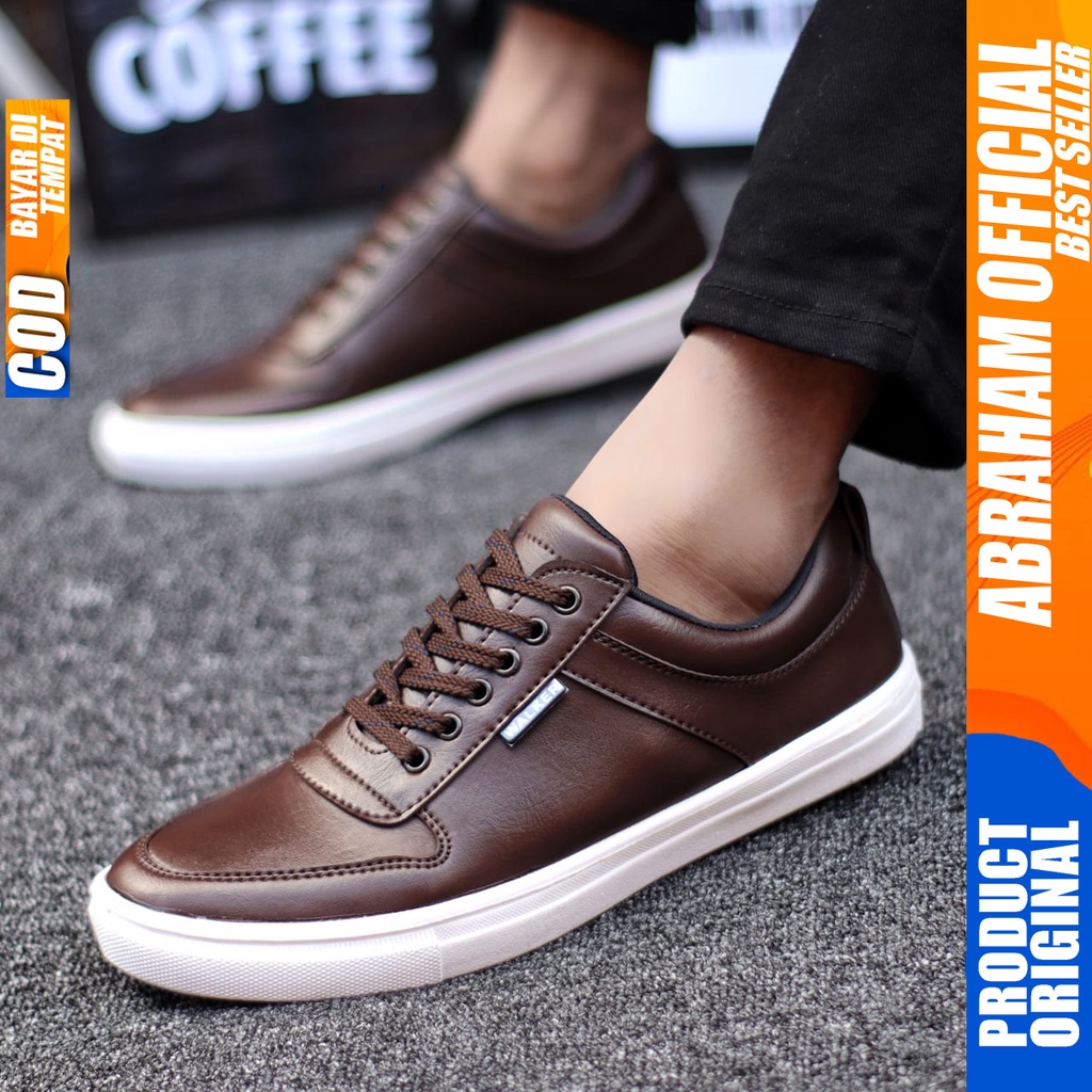 ABRHM x TIAGO Sepatu Kasual Pria Sepatu Pria Casual Sneakers Cowok/Cowo Ori Sepatu Casual Kulit Pu Sepatu Kerja Kantor Semi Formal Anti Slip Kuliah Kondangan Gaya keren Kekinian Murah Terlaris