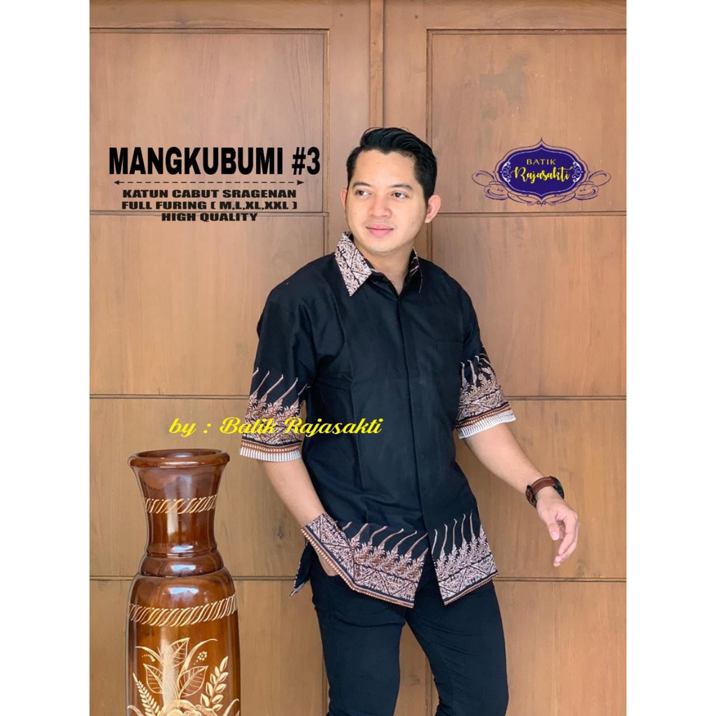 MANGKUBUMI 3 Kemeja Batik Pria Lengan Pendek Katun Halus FULL FURING Rajasakti