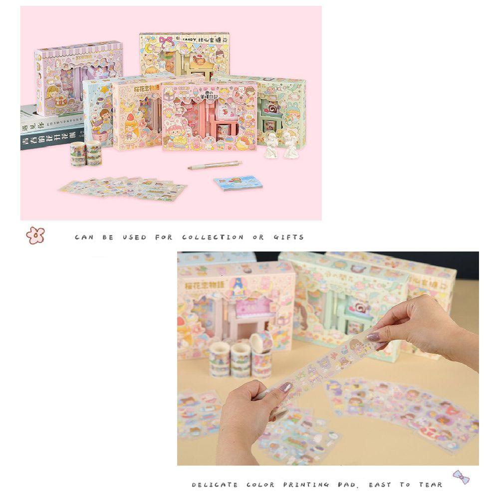 R-bunga Stiker Hias Set Hadiah Kreatif Alat Tulis DIY Bahan Scrapbook Perlengkapan Diary Stiker