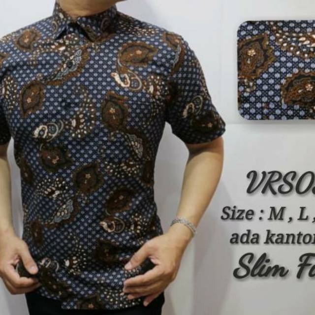 VRS003 kemeja batik slimfit lengan pendek