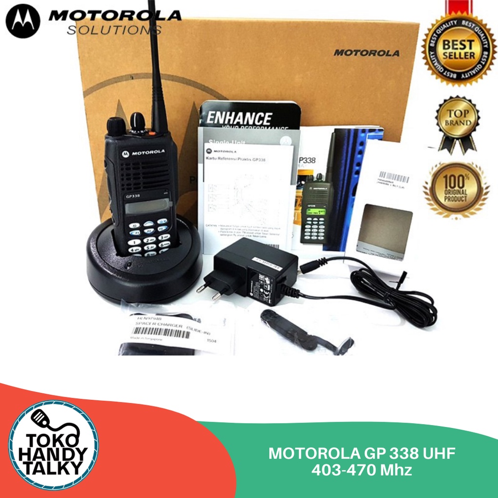 HANDY TALKY MOTOROLA GP 338 UHF 403-470 MHZ NEW GARANSI RESMI POSTEL