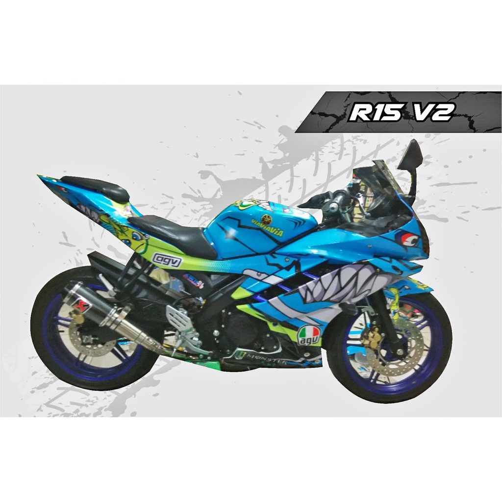 Decal Stiker Motor YAMAHA R15 V2 HIU/SHARK Full Body Sticker Custom Variasi