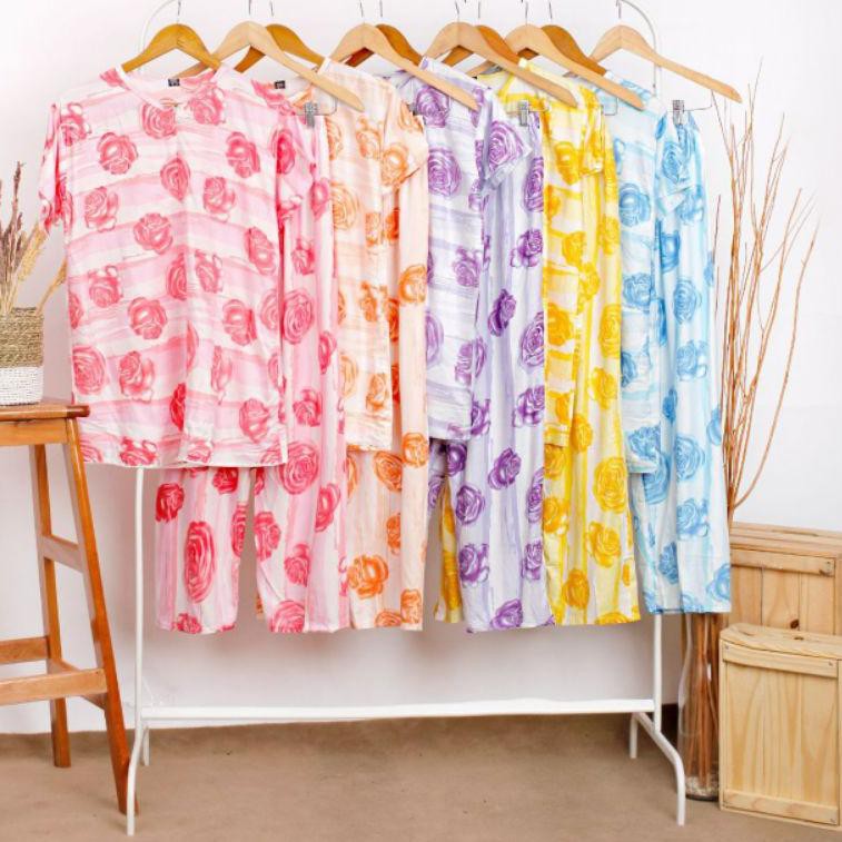Paling Dicari.. one set setcel Piyama new rose by banez ECER GROSIR TERMURAH SE-INDONESIA piyama ham