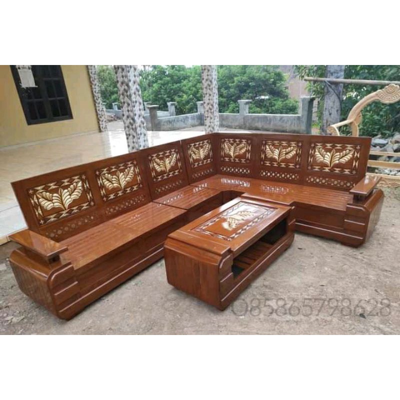 KURSI TAMU MINIMALIS JATI SOLID KURSI TAMU SUDUT JATI JEPARA MEJA KURSI TAMU Kursi Tamu Minimalis Fu