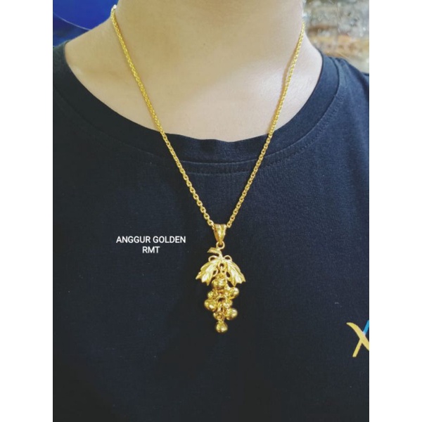 Kalung anggur golden, emas london lapis cairan mas 24 k,bisa disepuh ulang