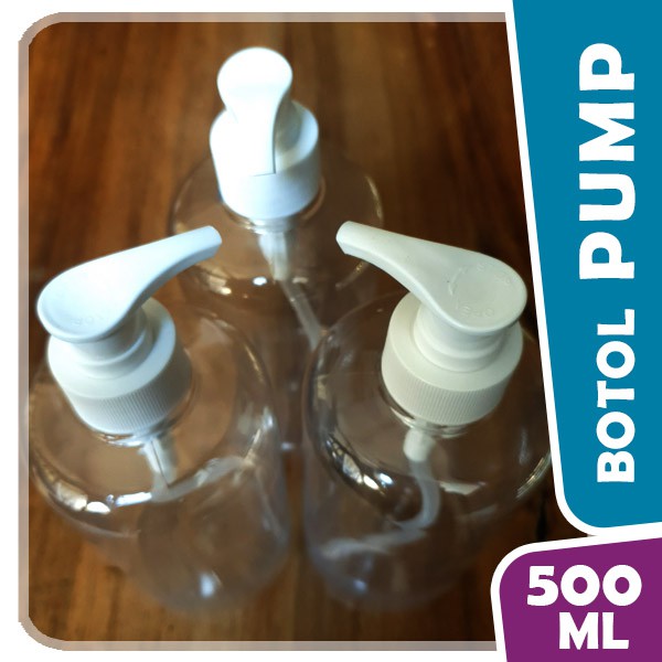 BOTOL PUMP 500ml / Pump Bening - Botol Pet Memanjang / Tinggi