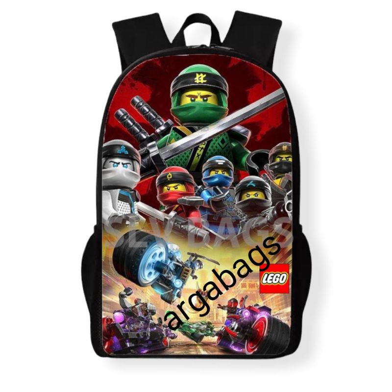 Tas Ransel anak sekolah laki laki SD    motif model frinting  NINJA LEGO hitam 2022  gaul trendi kek