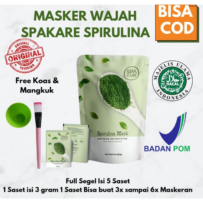 MASKER WAJAH SPIRULINA SPAKARE || ORIGINAL