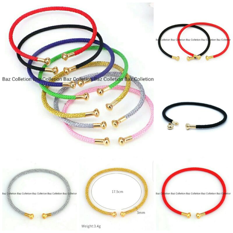 Gelang kawat wirerope gelang inisial huruf liontin emas