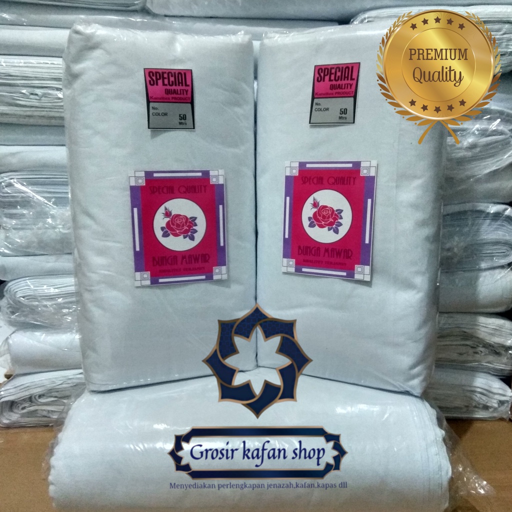 kain kafan cap bunga mawar Lebar 90cmX50meter kualitas terbaik