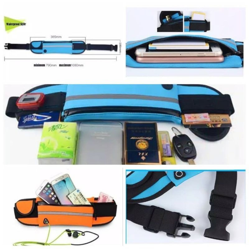 TAS BAG PINGGANG SPORT OLAHRAGA LARI JOGGING RUNNING WAIST BAG  WATERPROOF HIGH QUALITY