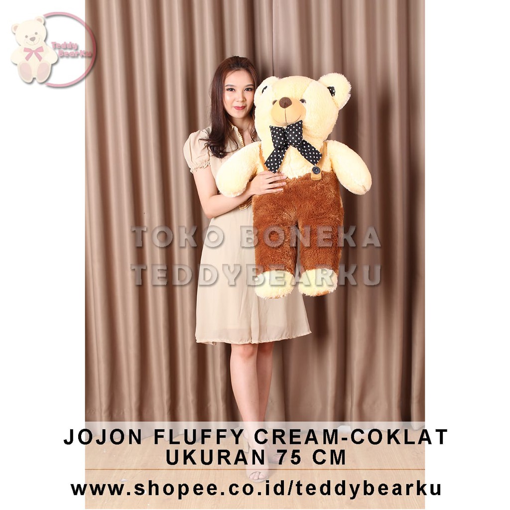 TEDDY BEAR XL 75CM FLUFFY JOJON PREMIUM CREAM - COKLAT