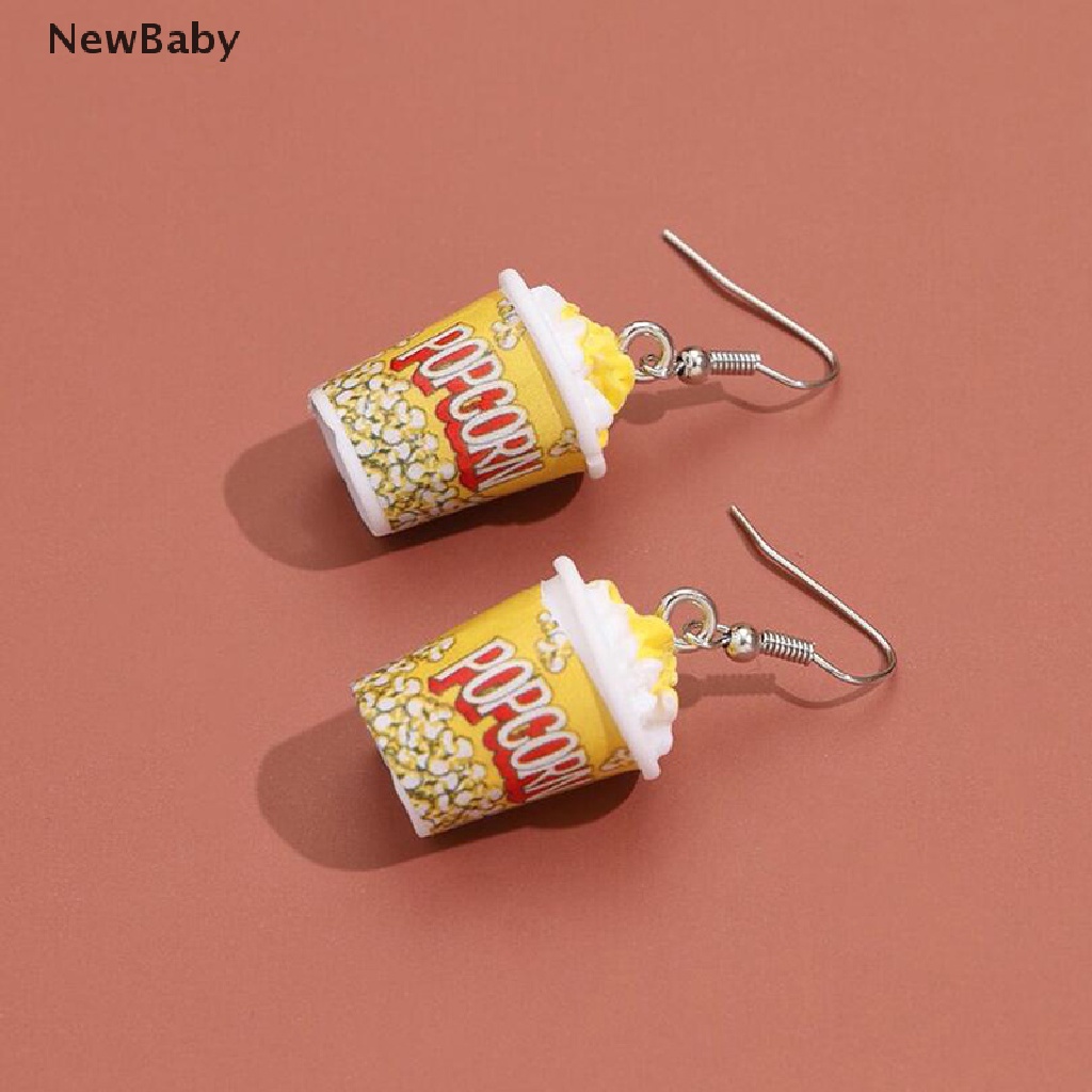 Anting Kait Gantung Wanita Bahan Resin Desain Popcorn 3D Untuk Hadiah