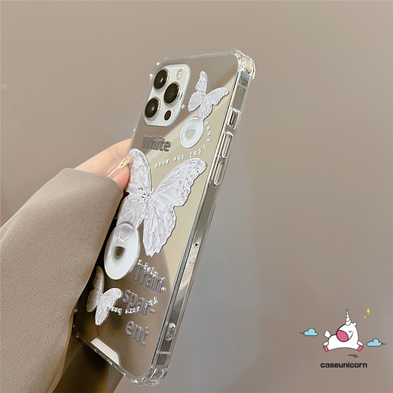 Soft Case Tpu Motif Kupu-Kupu Aksen Cermin Untuk iPhone 11 XR 7Plus 8Plus X XS Max 12 13 11 Pro Max 7 8 SE 2020