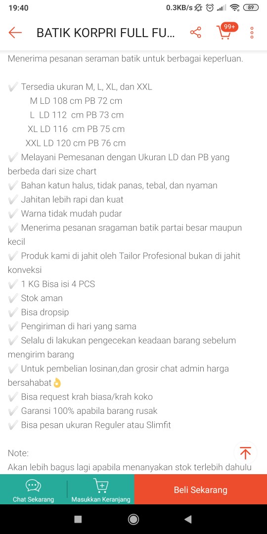 Batik Korpri Full Furing Size M-xxl Asli Solo Termurah