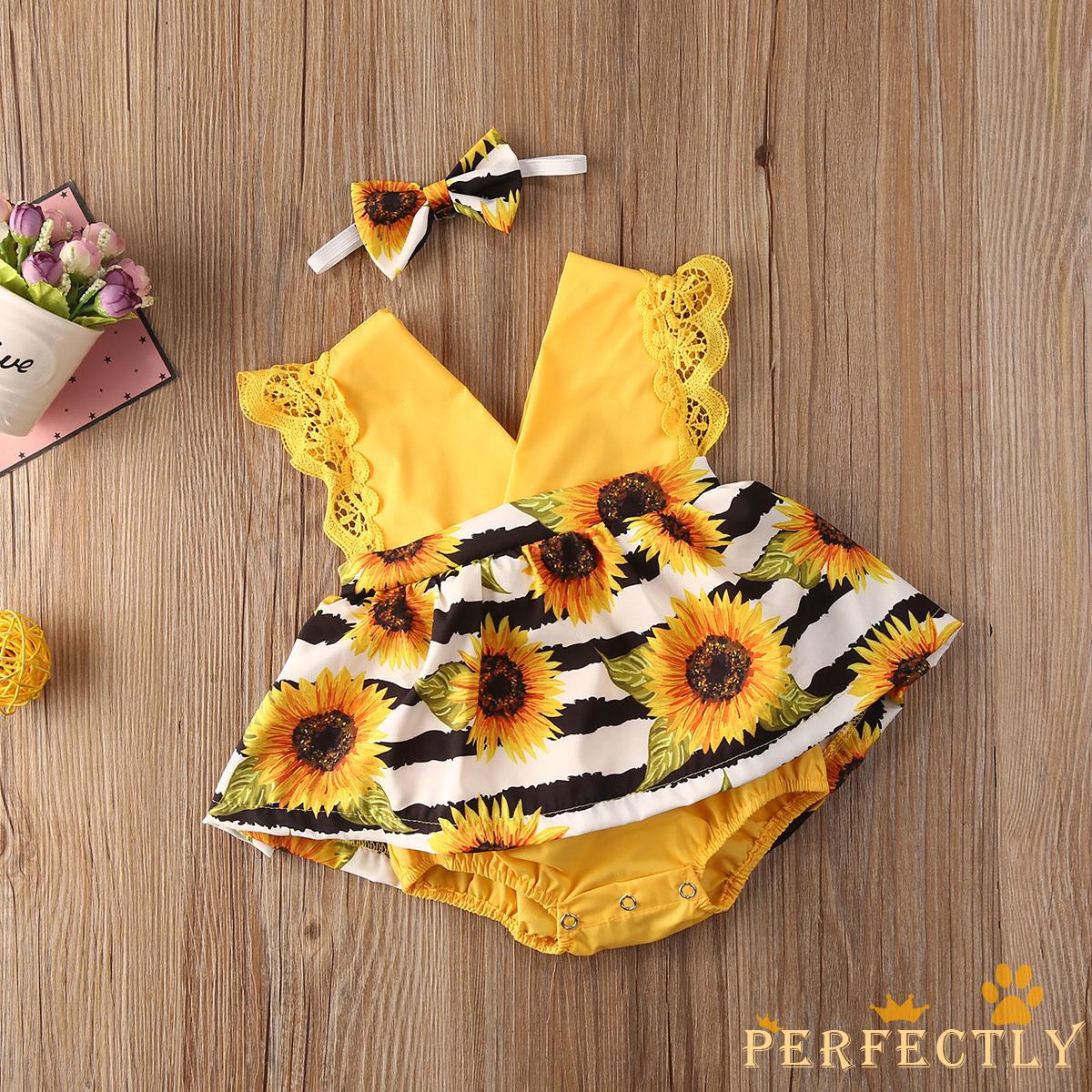 sunflower baby romper