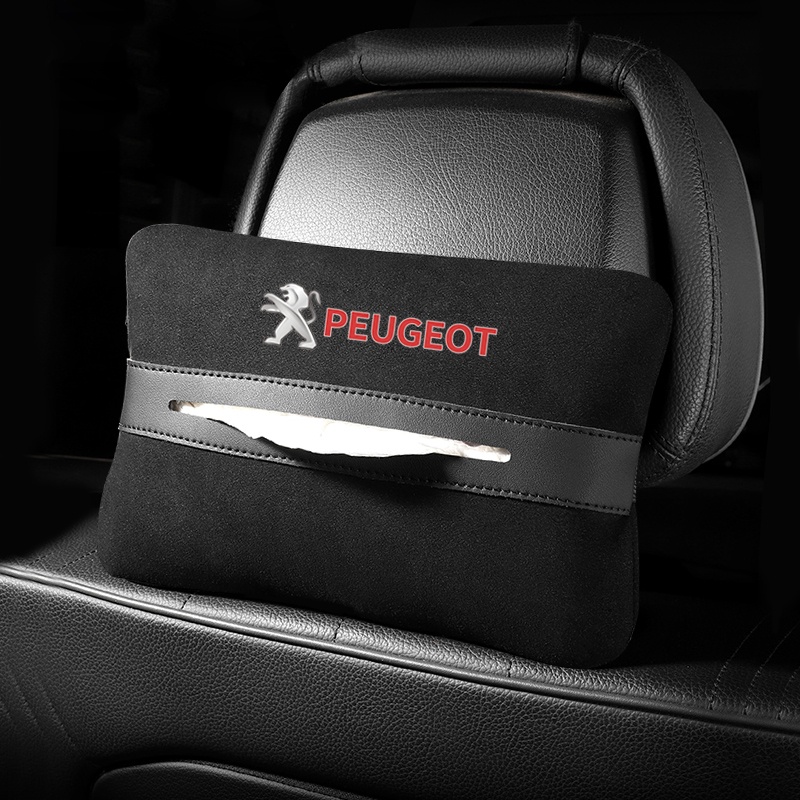 Kotak Tisu Gantung Bahan Suede Logo Peugeot Untuk Aksesoris 206 207 307 3008 2008 308 408 508