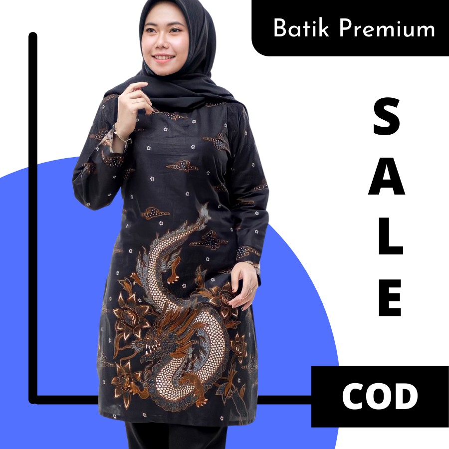 Baju Tunik Batik Wanita Terbaru 2021 Lengan Panjang Pekalongan Modern Premium Kerja Size M L XL XXL
