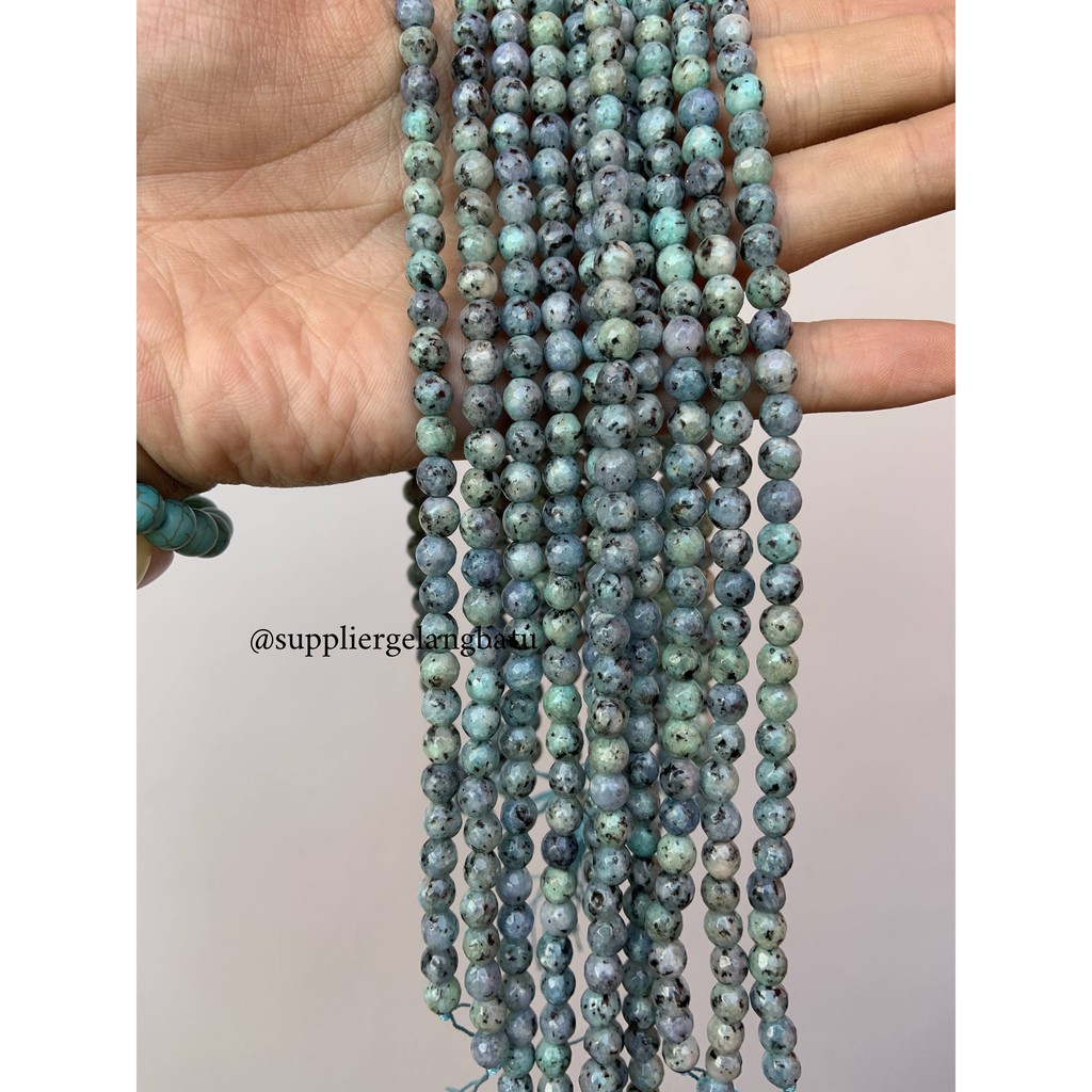 semi stone 6mm white blue chrysocolla bahan rangkai aksesoris lucu bahan gelang kalung strap mask