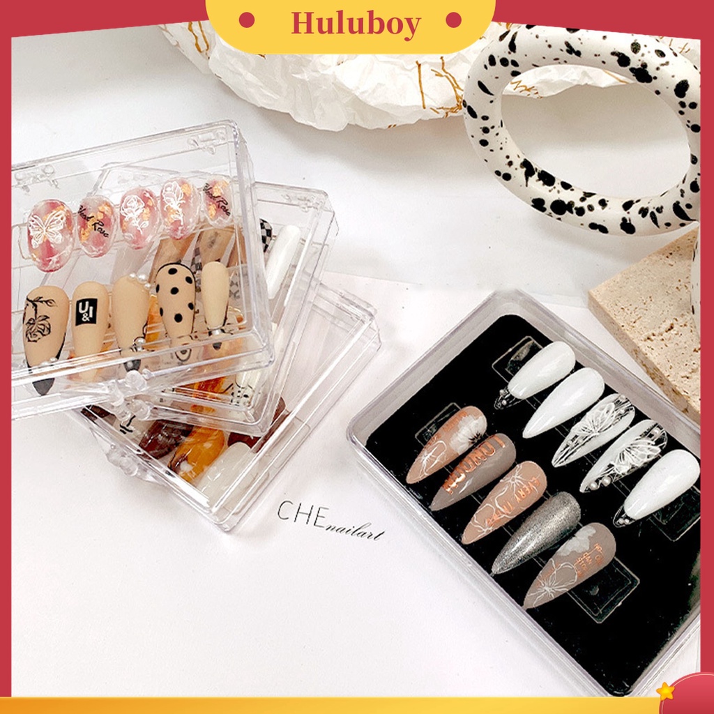Huluboy Huluboy♡ 3pcs / Set Stand Display Kuku Palsu Tebal Tekstur Transparan Untuk Rumah