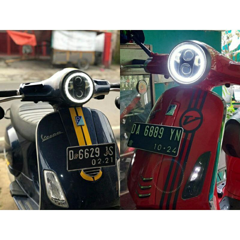 Lampu daymaker 5.75inch 4 led plus senja white Vespa matic primavera,LX 2V,3V,Vespa New
