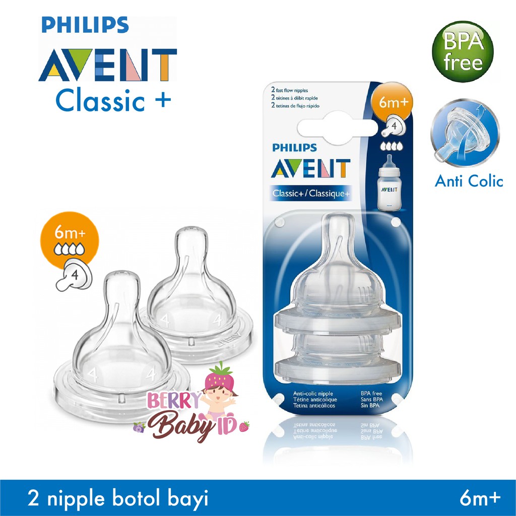 Philips Avent Teat Anti Colic Nipple Airflex Isi 2 0m 1m 3m 6m Berry Mart