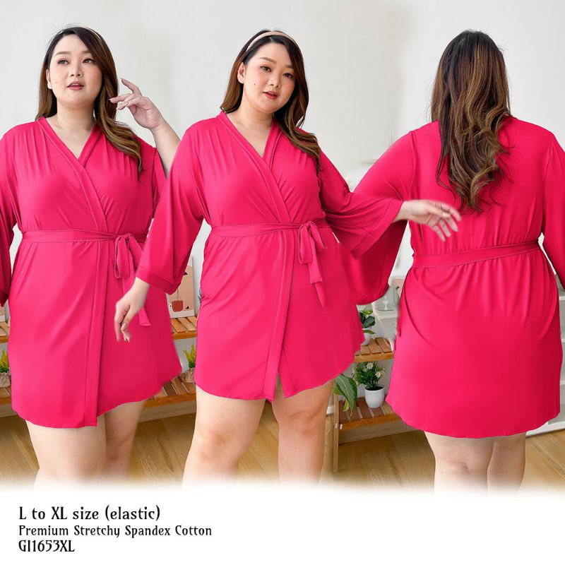 Kimono jubah wanita sexy baju tidur spandek melar stretch bigsize big size jumbo 1653PKIM