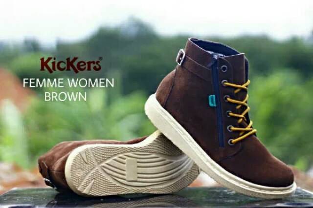 Sepatu Boots Cewe Kickers Femme Gaya Trendi