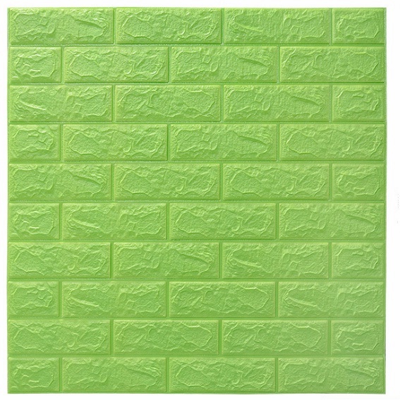 Wallpaper Dinding Foam 3D Motif Batu Bata / Wallpaper Dinding Kamar Tidur batu bata High Quality-Hijau