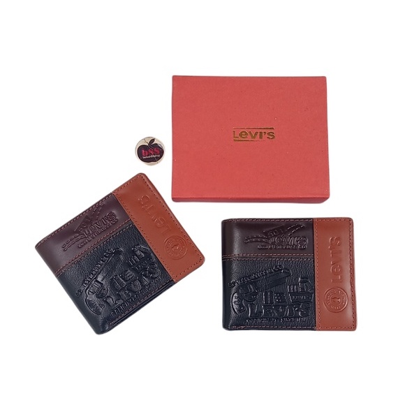 Dompet Lipat Pria Fashion LV Motif Embos Free Box