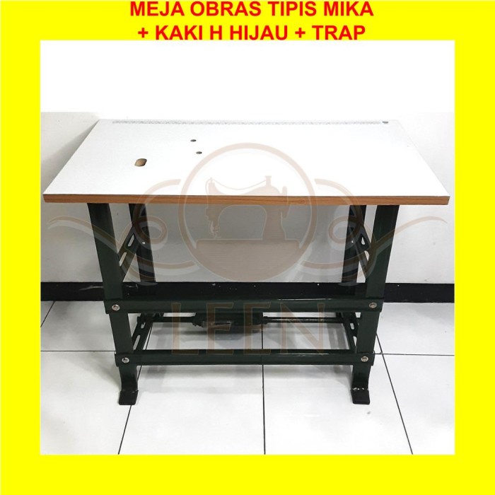 Set Meja Mika &amp; Kaki H Hijau Mesin Jahit Obras Kecil Tradisional LEEN