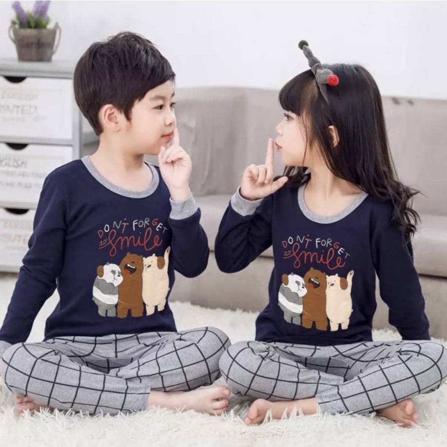 BAJU PIYAMA ANAK UNISEX 7THN KAOS LENGAN CELANA PANJANG SET NEW ARRIVAL