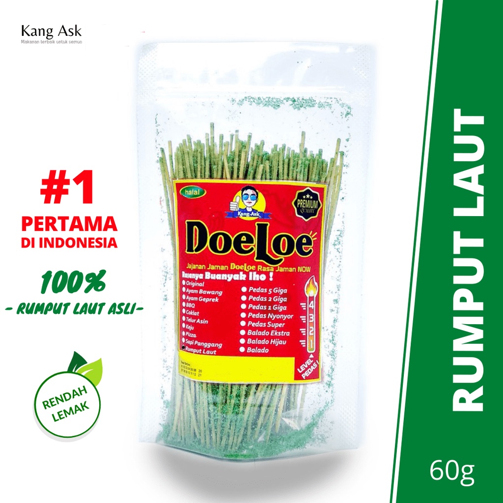 

Mie lidi Doeloe Rasa Rumput Laut 60 Gram Snack Kang Ask - 1 Pcs