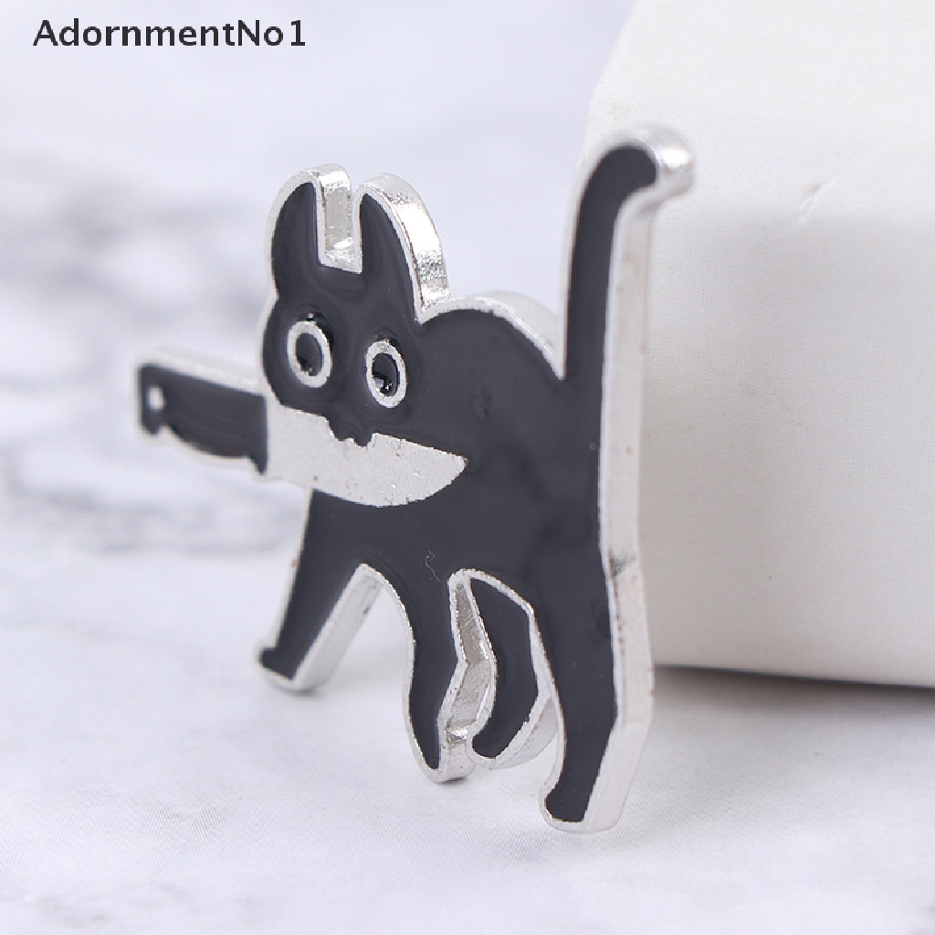 (AdornmentNo1) Bros Pin Enamel Desain Kartun Kucing Hitam