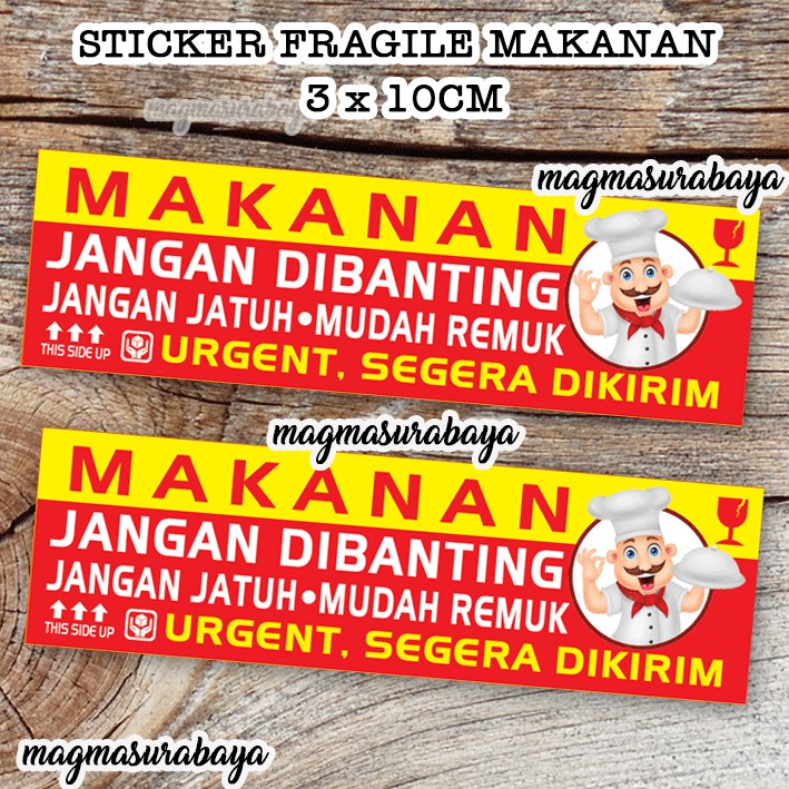 Sticker Fragile makanan - sticker fragile Food -magma_surabaya