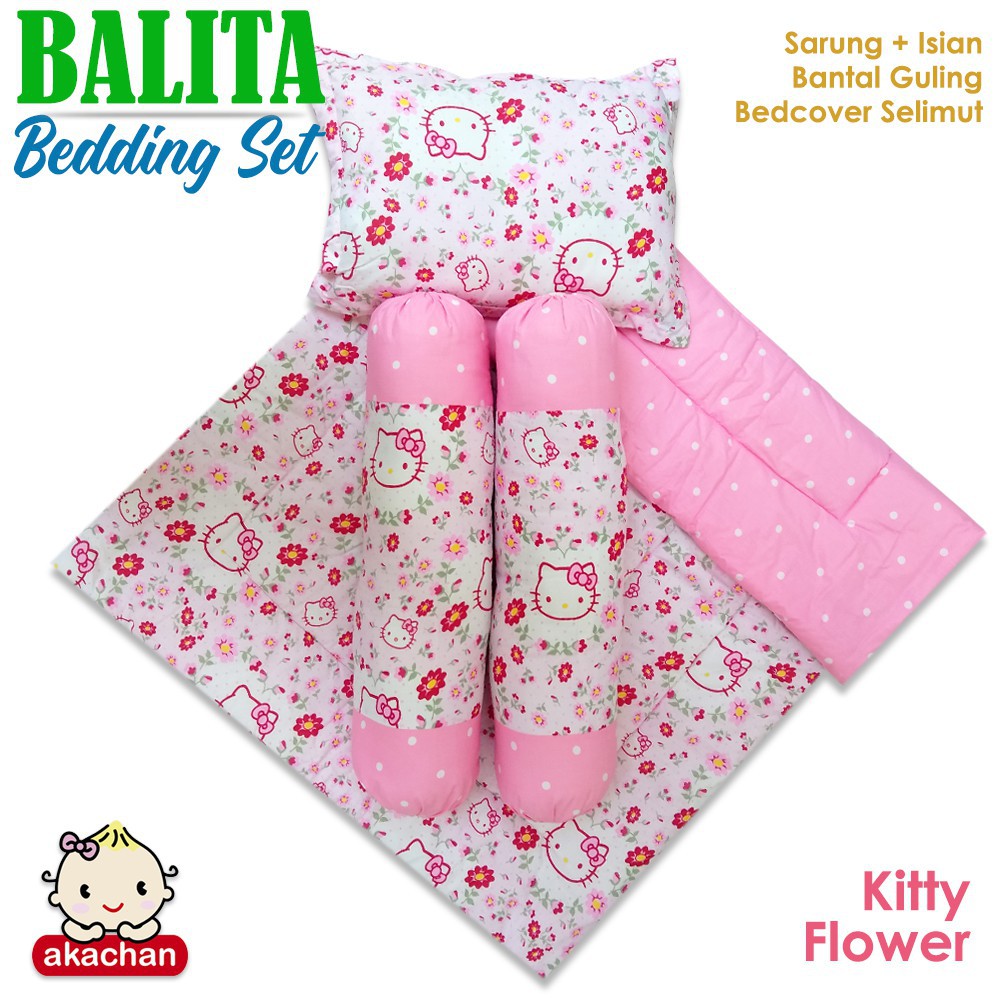 BALITA Bedding SET Bed Set Toddler Bedcover Selimut Bantal Cover Guling Alas Tidur td akachan