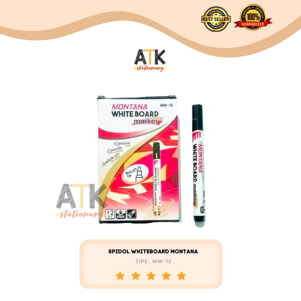 

Spidol Whiteboard / Papan Tulis Marker Murah Montana Spidol Bisa Dihapus MW-12 atk