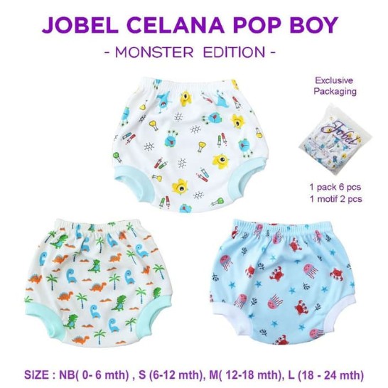 Jobel Celana Pop Bayi Anak 0-2 tahun 3Pcs / 6Pcs Celana Pop DONUT MONSTER Mouse Racoon Stingray Summer CBKS