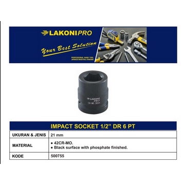 IMPACT SOCKET 21-mm 1/2” DR 6 PT, LAKONI PRO