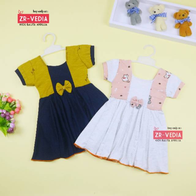 Dress Nadine uk Bayi 3-12 Bulan / Dres Pesta Baby Perempuan Murah Pakaian Baju Harian Cewek Import