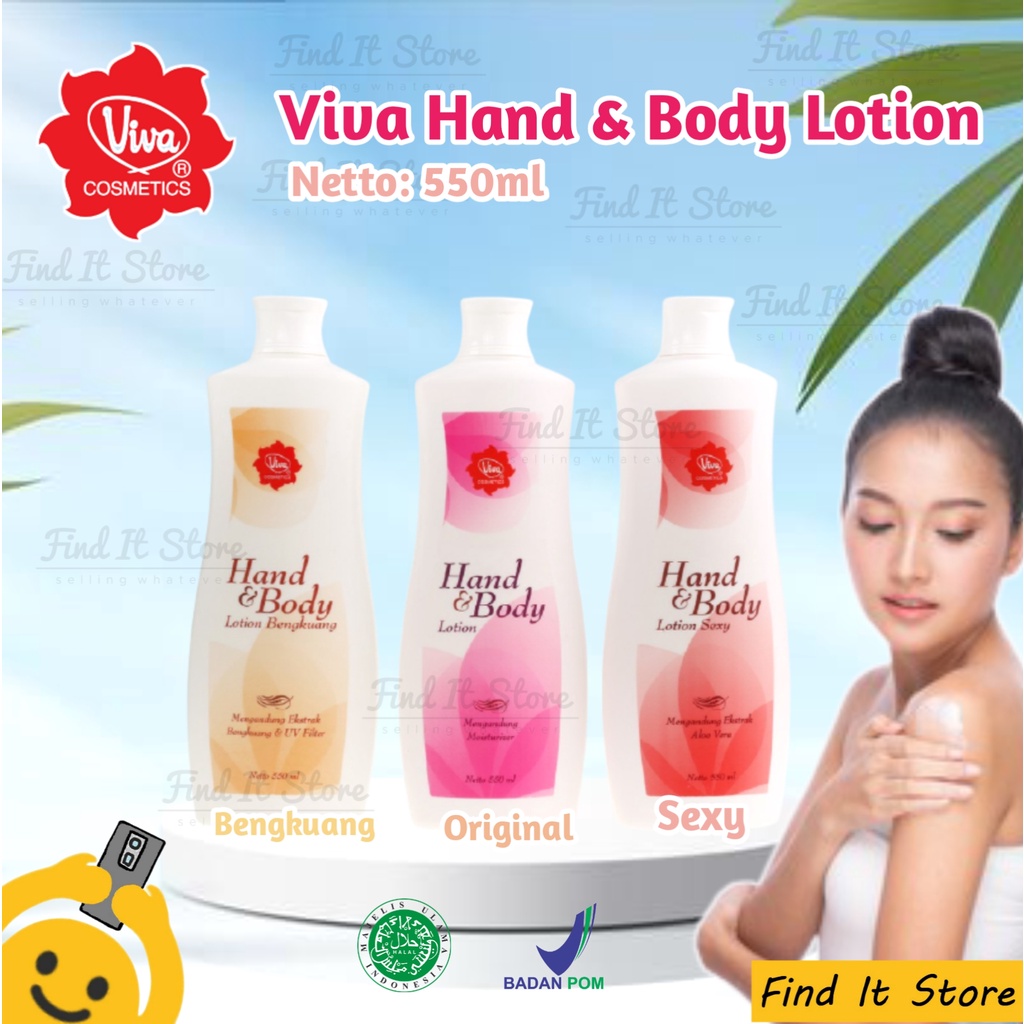Viva Hand &amp; Body Lotion | Lotion Tubuh Bengkuang Sexy GreenTea Avocado Mangir 100ml 550ml BPOM