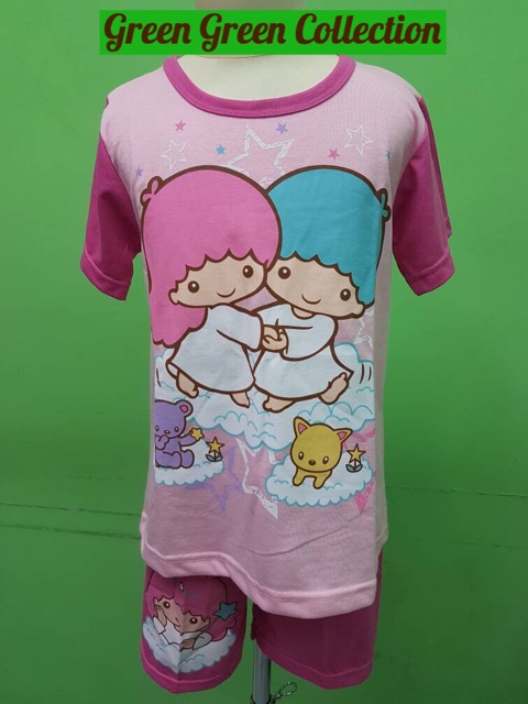 Baju Tidur/Piama/Piyama Kaos Anak Little Twin Stars Pink