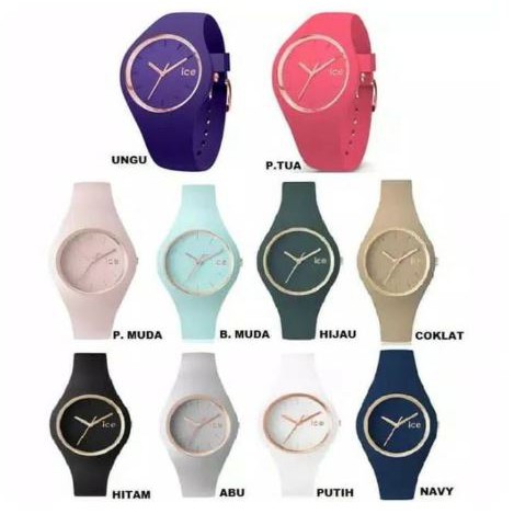 COD ( Bayar Tujuan ) Terlaris Icee Watch Wanita Strap Rubber / Ready 6 Warna