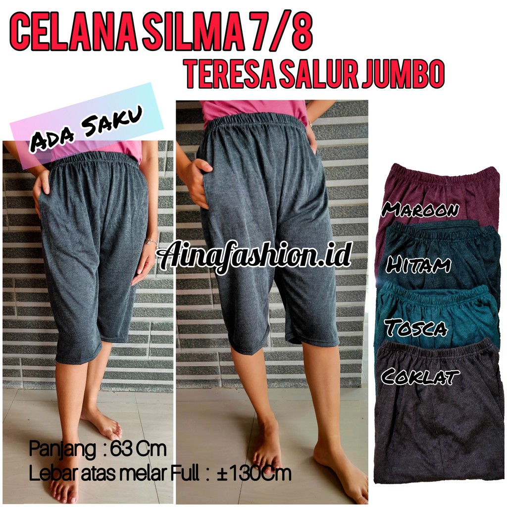 [ADA SAKU] Celana Pendek Silma Teresa 7/8  – Celana Wanita Harian Rumahan Jumbo