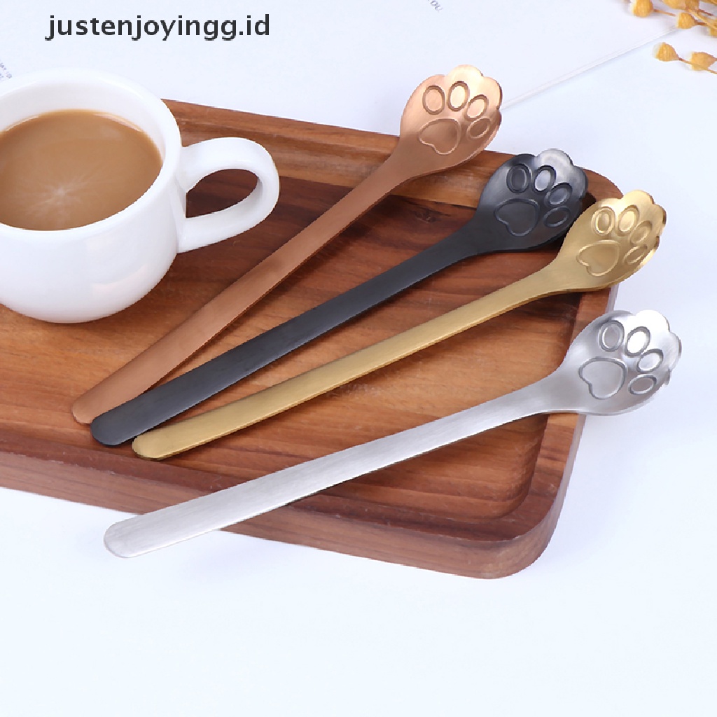 1pc Sendok Aduk Kopi / Dessert Bentuk Cakar Kucing Bahan Stainless Steel