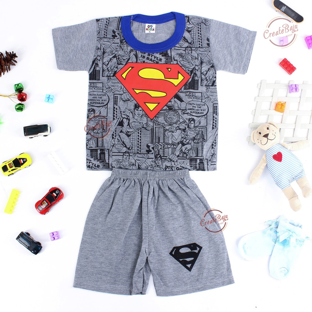 SETELAN ANAK LAKI-LAKI SUPERMEN 1-5 THN SUPERHERO BAJU ANAK LAKI-LAKI MURAH RM