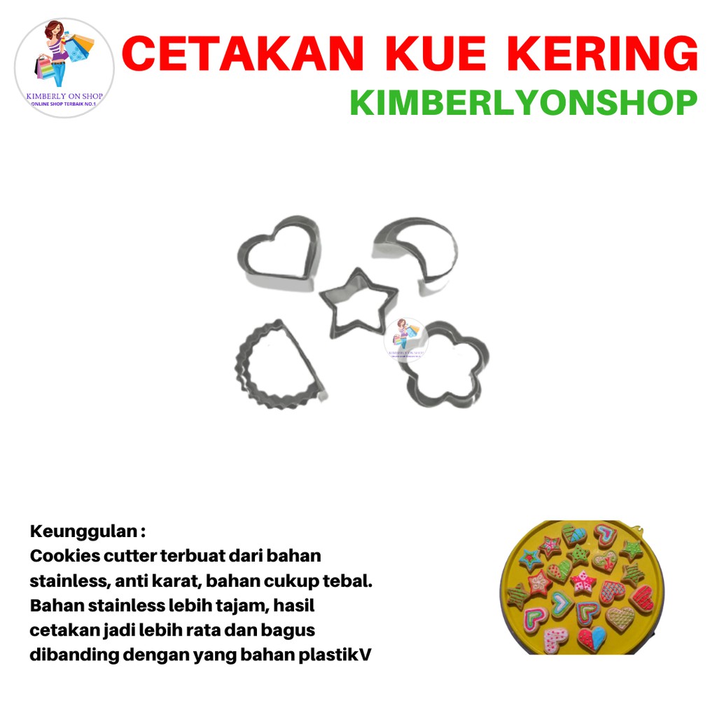 Kimberlyonshop Cetakan Kue Kering Set 1 Pak isi 15 Pcs