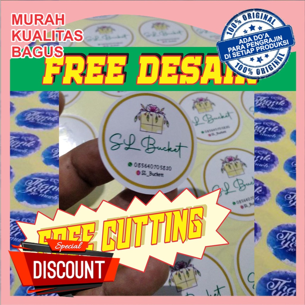 

DESAIN FREE Sticker label custom label stiker logo cutting TERMURAH ISKSTORE